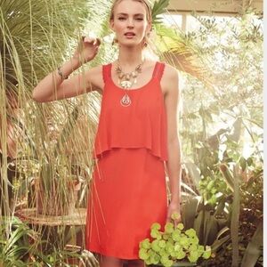 Anthropologie Maeve Tirana Crochet Strap Layered Dress Red - Size 2